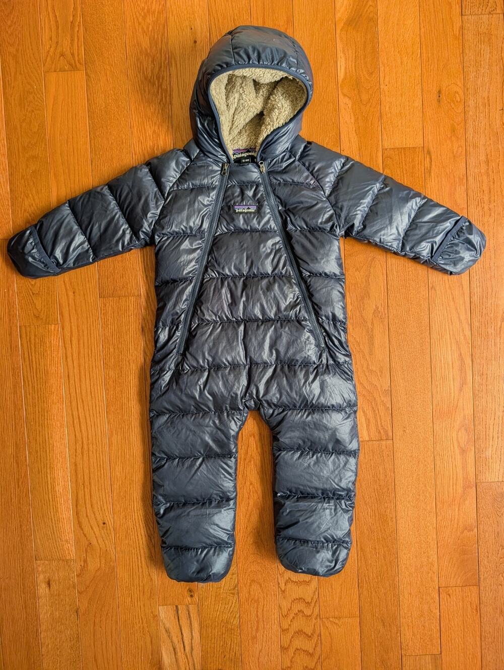 Patagonia Hi Loft Down Sweater Bunting Snowsuit 12-18 Months Baby Navy